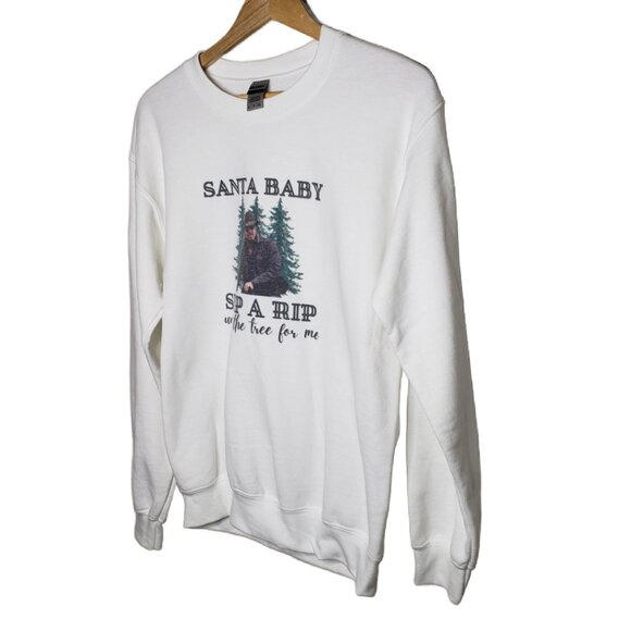 Women's Santa Baby White Rip Wheeler Christmas Sweater Sz S (1513) - Picture 2 of 5